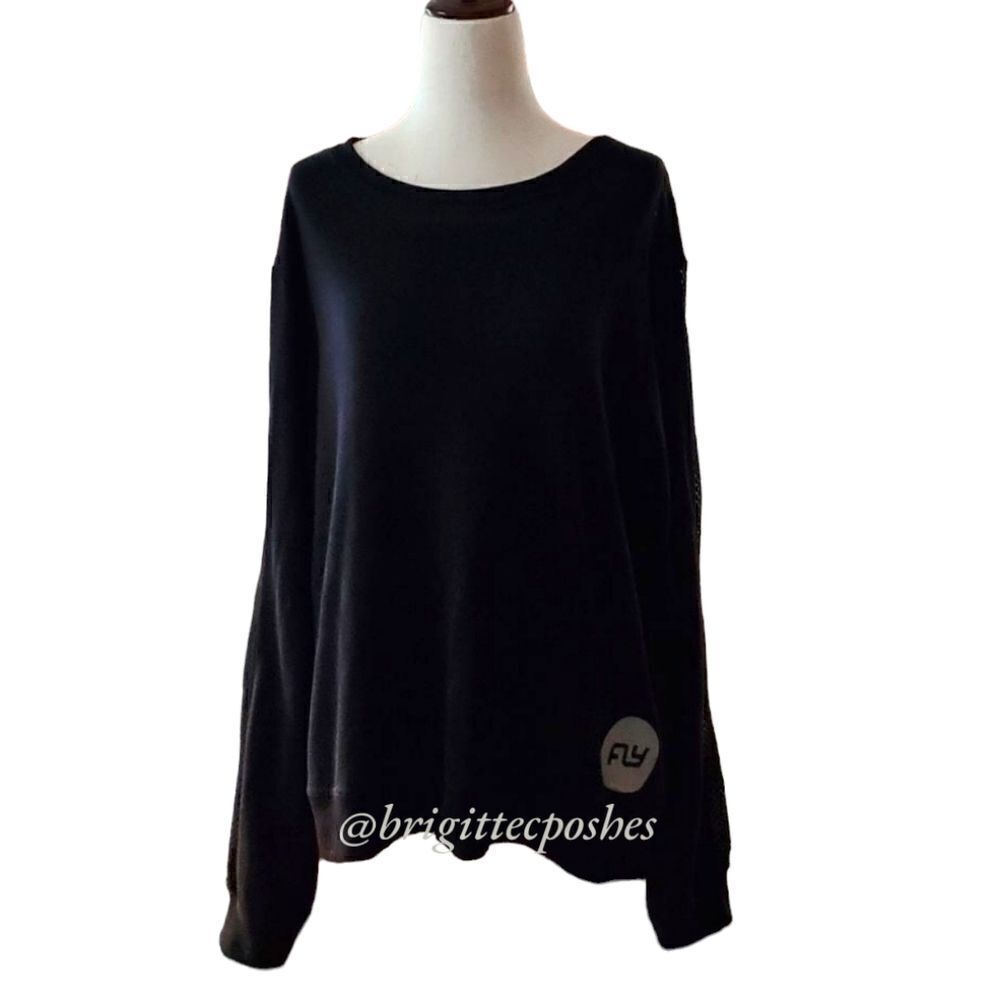 FLYWHEEL Black Meshed Sleeve Sweater